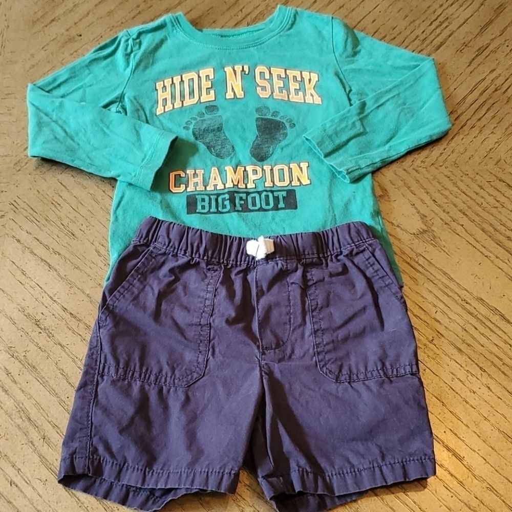 24 month boys long sleeve top and shorts OshKosh